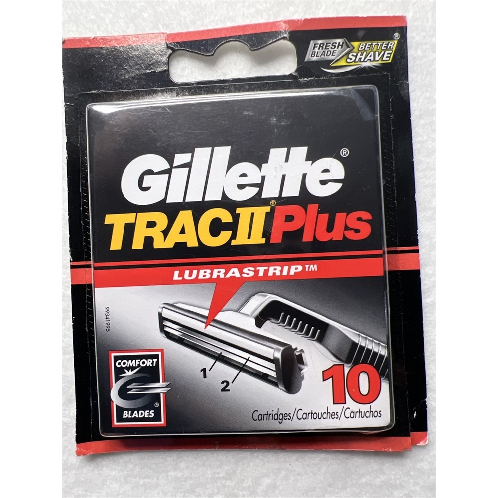 Gillette Trac II Plus Refill 10 Cartridges With Lubrastrip New